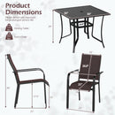 5 Pieces Patio Dining Set for 4 Outdoor Square Table and Stackable Chairs by DirectDeals