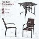 5 Pieces Patio Dining Set for 4 Outdoor Square Table and Stackable Chairs by LJGDeals