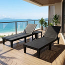 3-Piece Outdoor Adjustable Chaise Lounge Set with 2 Recliners and 1 Side Table for Garden Backyard by LJGDeals