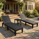 3-Piece Outdoor Adjustable Chaise Lounge Set with 2 Recliners and 1 Side Table for Garden Backyard by LJGDeals