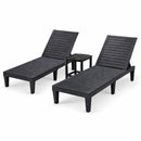 3-Piece Outdoor Adjustable Chaise Lounge Set with 2 Recliners and 1 Side Table for Garden Backyard by LJGDeals