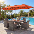 8-Piece Patio Dining Set with Double-Sided Market Umbrella by LJGDeals