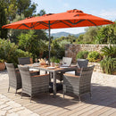 8-Piece Patio Dining Set with Double-Sided Market Umbrella by LJGDeals
