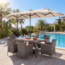 8-Piece Patio Dining Set with Double-Sided Market Umbrella by LJGDeals
