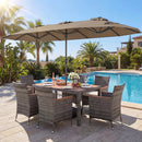 8-Piece Patio Dining Set with Double-Sided Market Umbrella by LJGDeals