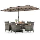 8-Piece Patio Dining Set with Double-Sided Market Umbrella by DirectDeals