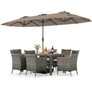 8-Piece Patio Dining Set with Double-Sided Market Umbrella by LJGDeals