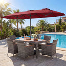 8-Piece Patio Dining Set with Double-Sided Market Umbrella by LJGDeals