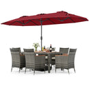 8-Piece Patio Dining Set with Double-Sided Market Umbrella by DirectDeals