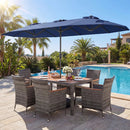8-Piece Patio Dining Set with Double-Sided Market Umbrella by LJGDeals