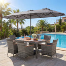 8-Piece Patio Dining Set with Double-Sided Market Umbrella by LJGDeals