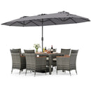 8-Piece Patio Dining Set with Double-Sided Market Umbrella by LJGDeals