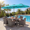 8-Piece Patio Dining Set with Double-Sided Market Umbrella by LJGDeals