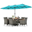 8-Piece Patio Dining Set with Double-Sided Market Umbrella by LJGDeals