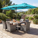 8-Piece Patio Dining Set with Double-Sided Market Umbrella by LJGDeals