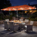 8 Pieces Outdoor Wicker Dining Furniture and 13.5 FT Double-Sided Patio Umbrella by LJGDeals