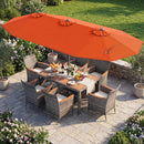 8 Pieces Outdoor Wicker Dining Furniture and 13.5 FT Double-Sided Patio Umbrella by LJGDeals