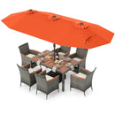 8 Pieces Outdoor Wicker Dining Furniture and 13.5 FT Double-Sided Patio Umbrella by LJGDeals