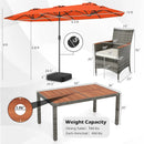 8 Pieces Outdoor Wicker Dining Furniture and 13.5 FT Double-Sided Patio Umbrella by LJGDeals