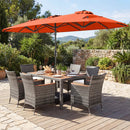 8 Pieces Outdoor Wicker Dining Furniture and 13.5 FT Double-Sided Patio Umbrella by LJGDeals