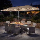8 Pieces Outdoor Wicker Dining Furniture and 13.5 FT Double-Sided Patio Umbrella by LJGDeals