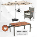 8 Pieces Outdoor Wicker Dining Furniture and 13.5 FT Double-Sided Patio Umbrella by LJGDeals