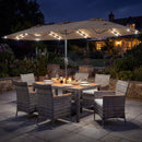8 Pieces Outdoor Wicker Dining Furniture and 13.5 FT Double-Sided Patio Umbrella by LJGDeals