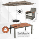 8 Pieces Outdoor Wicker Dining Furniture and 13.5 FT Double-Sided Patio Umbrella by LJGDeals