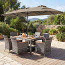 8 Pieces Outdoor Wicker Dining Furniture and 13.5 FT Double-Sided Patio Umbrella by LJGDeals