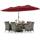 8 Pieces Outdoor Wicker Dining Furniture and 13.5 FT Double-Sided Patio Umbrella by LJGDeals
