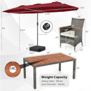 8 Pieces Outdoor Wicker Dining Furniture and 13.5 FT Double-Sided Patio Umbrella by LJGDeals
