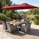 8 Pieces Outdoor Wicker Dining Furniture and 13.5 FT Double-Sided Patio Umbrella by LJGDeals
