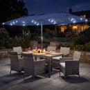 8 Pieces Outdoor Wicker Dining Furniture and 13.5 FT Double-Sided Patio Umbrella by LJGDeals