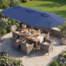 8 Pieces Outdoor Wicker Dining Furniture and 13.5 FT Double-Sided Patio Umbrella by LJGDeals