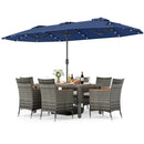 8 Pieces Outdoor Wicker Dining Furniture and 13.5 FT Double-Sided Patio Umbrella by LJGDeals