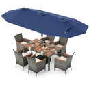 8 Pieces Outdoor Wicker Dining Furniture and 13.5 FT Double-Sided Patio Umbrella by LJGDeals