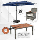 8 Pieces Outdoor Wicker Dining Furniture and 13.5 FT Double-Sided Patio Umbrella by LJGDeals