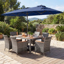 8 Pieces Outdoor Wicker Dining Furniture and 13.5 FT Double-Sided Patio Umbrella by LJGDeals
