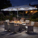 8 Pieces Outdoor Wicker Dining Furniture and 13.5 FT Double-Sided Patio Umbrella by LJGDeals