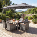 8 Pieces Outdoor Wicker Dining Furniture and 13.5 FT Double-Sided Patio Umbrella by LJGDeals