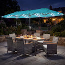 8 Pieces Outdoor Wicker Dining Furniture and 13.5 FT Double-Sided Patio Umbrella by LJGDeals
