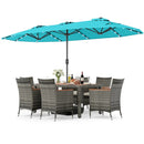 8 Pieces Outdoor Wicker Dining Furniture and 13.5 FT Double-Sided Patio Umbrella by LJGDeals
