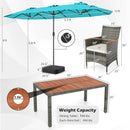 8 Pieces Outdoor Wicker Dining Furniture and 13.5 FT Double-Sided Patio Umbrella by LJGDeals