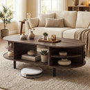 Oval Coffee Table 47.5inch Wooden Center Table with Storage by LJGDeals
