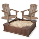 Kids Sandbox with Cover and Seats with 2 Kids Adirondack Chairs by LJGDeals