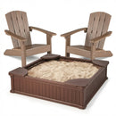 Kids Sandbox with Cover and Seats with 2 Kids Adirondack Chairs