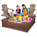 Kids Sandbox with Cover and Seats with 2 Kids Adirondack Chairs
