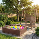 Kids Sandbox with Cover and Seats with 2 Kids Adirondack Chairs by LJGDeals