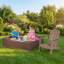 Kids Sandbox with Cover and Seats with 2 Kids Adirondack Chairs