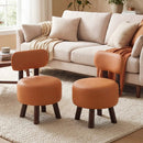 Small Footrest Stools Set of 2 Round Ottoman with Backrest by LJGDeals